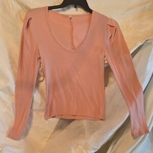 Free People Peach Long Sleeve Top
